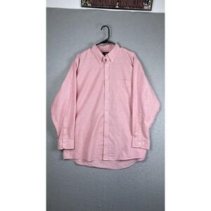 Stafford Shirt Mens 17.5 34/35 Pink Travel Wrinkle Free Oxford Regular Fit Dress